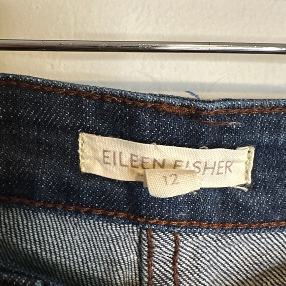 Eileen Fisher Dark Wash Blue Straight Leg Jeans Womens 12 - Picture 4 of 7